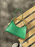 Жіноча маленька сумка багет рептилія крокодиляча шкіра зелена, фото 6
