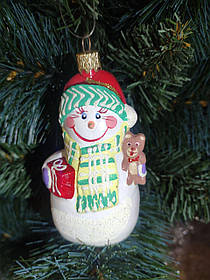 Пластикова іграшка на ялинку Сніговик