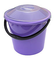 Ведро пищевое 10 литров с крышкой лаванда (фиолетовое) (ПолимерАгро)