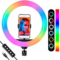 Кольцевая LED лампа 26 см от USB, MJ260 Soft Ring Light / Светодиодная разноцветная RGB лампа для фото и видео