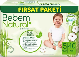 Підгузки одноразові дитячі BeBem Natural Junior 5 Pants 11-18 кг - 48 шт.