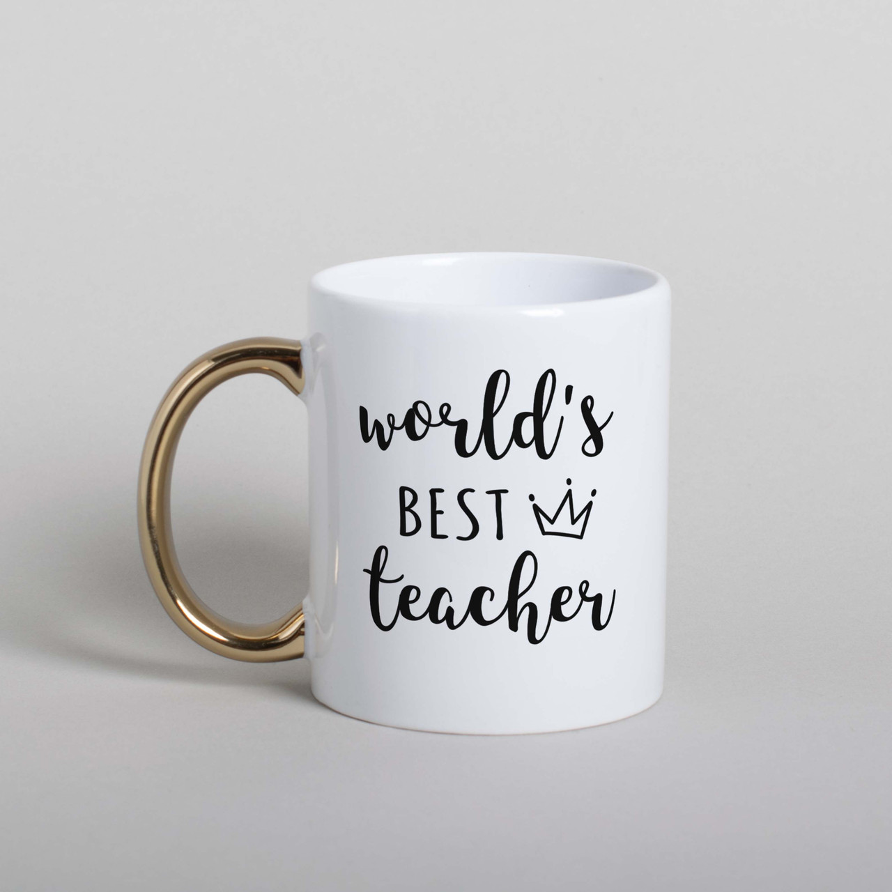 Чашка "World`s best teacher", Білий-золотий, англійська, 330 мл