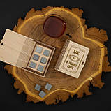 Камені для віскі "Бос №1 в усьому світі" 6 штук у дерев'янній подарунковій коробці, фото 2