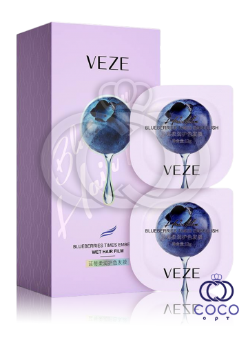 Зволожувальна маска для волосся з екстрактом чорниці Veze Blueberries Times Embellish Wet Hair Film, 12 г*6 шт., фото 1