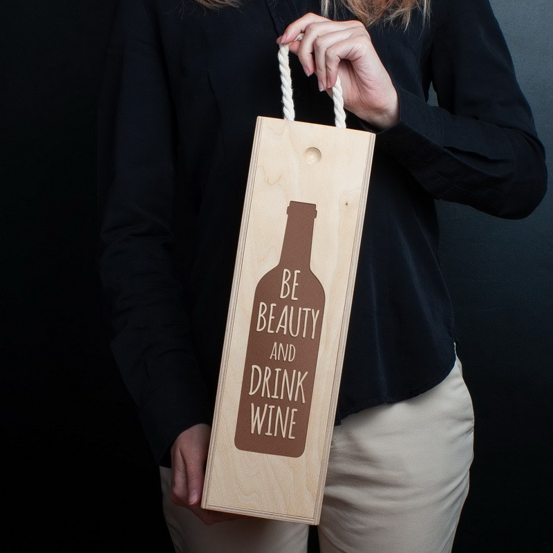 Коробка для вина на одну пляшку "Be beauty and drink wine", англійська