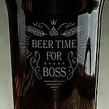 Келих для пива "Beer time for boss", англійська, Крафтова коробка, фото 4