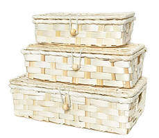 Декоративні скриньки з лози набір 3 шт.