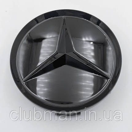 Ковпачки в диски Mercedes Benz (Мерс) 75 мм Повністю глянсово Чорний, фото 1