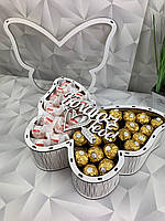 Подарочный шоколадный набор для девушки с конфетками набор в форме бабочки для жены, мамы, ребенка Nbox-62