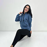 📌 Тепла Толстовка на флісі з капюшоном, жіноча | Худі з кишенею кенгуру спереду тринитка | Норма та Батал, фото 6