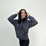 📌 Тепла Толстовка на флісі з капюшоном, жіноча | Худі з кишенею кенгуру спереду тринитка | Норма та Батал, фото 5