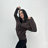 📌 Тепла Толстовка на флісі з капюшоном, жіноча | Худі з кишенею кенгуру спереду тринитка | Норма та Батал, фото 2