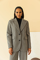 Стильный классический удлиненный пиджак свободного кроя 42-52 размеры разные цвета серый