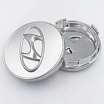 Ковпачки (заглушки) на литі диски HYUNDAI (Хундай) 60 мм Білі Хром ободок, фото 5