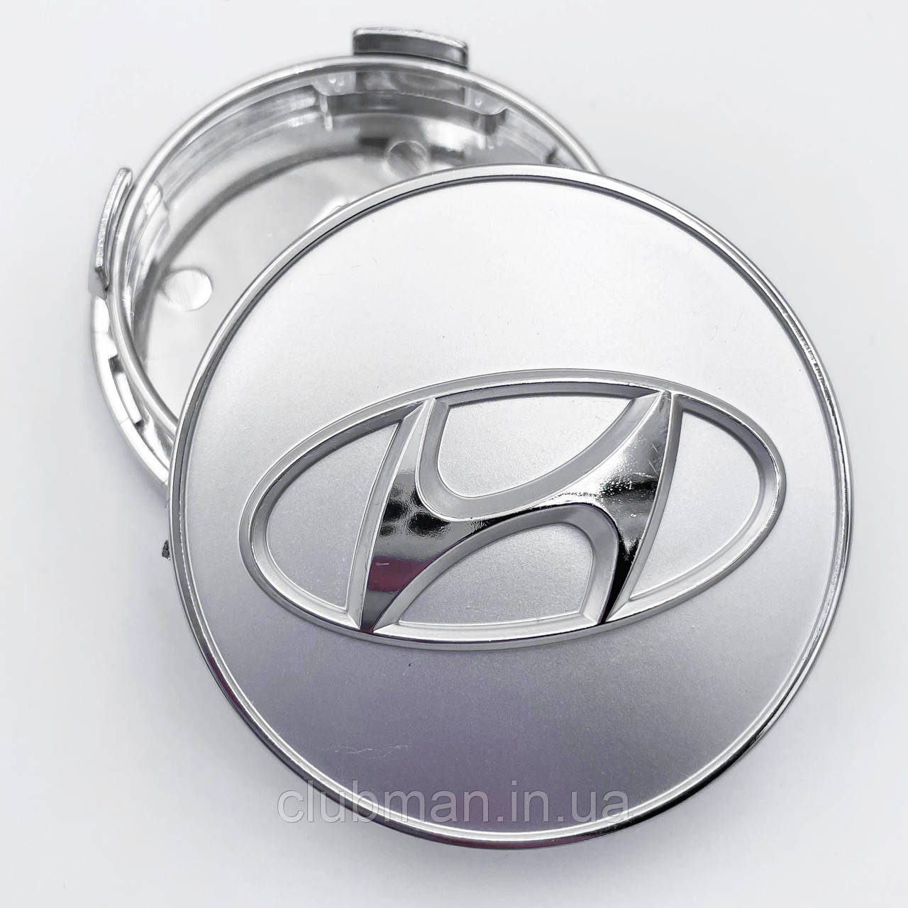 Ковпачки (заглушки) на литі диски HYUNDAI (Хундай) 60 мм Білі Хром ободок