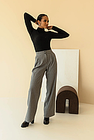 Удобные классические брюки широкие из плотной качественной костюмки с завышенной талией 42-52 размеры разные