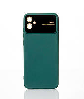 Чехол Silicone case Autofocus with camera glass для Samsung A04E темно-зеленый