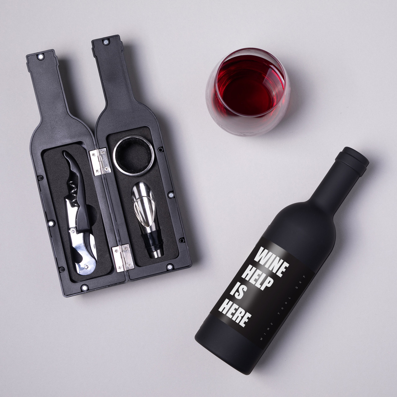 Набір для вина у пляшці "Wine help is here", англійська, фото 1