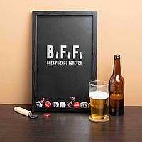 Рамка-копілка для пивних кришок "Beer Friends Forever", Чорний, англійська