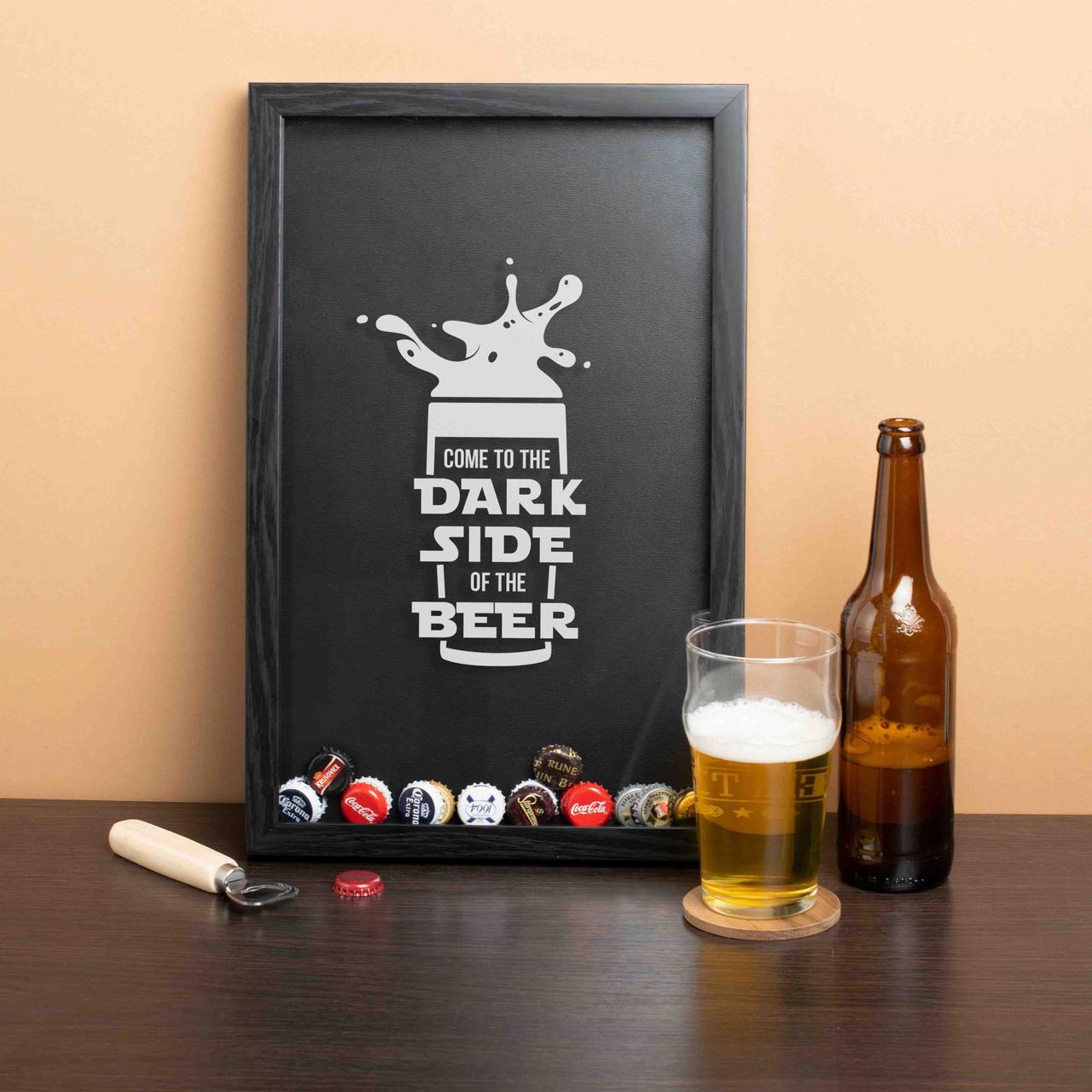 Рамка-копілка для пивних кришок "Come to the dark side of the beer", Чорний, англійська