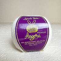 Avanti Yarn ANGORA PREMIUM (Ангора Преміум) № ЕFA 10/101 білий з білим люрексом (Пряжа ангора з люрексом і паєтками)