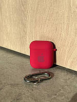 Защитный чехол для Air Pods 1/2 силиконовый противоударный AirPods Logo Silicone Case Rose Red