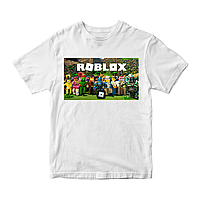 Футболка белая с оригинальным принтом онлан игры Roblox " Роблокс Персонажы Roblox 2" Push IT