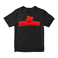 Футболка черная с оригинальным принтом онлан игры Roblox "Красная надпись Роблокс Roblox" Push IT