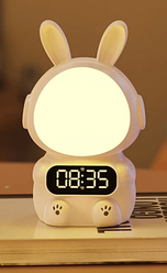 Дитячий годинник з будильником Кролик Rabbit clock with LIGHT WHITE