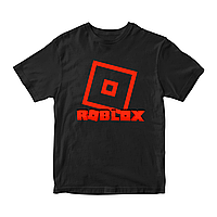 Футболка черная с оригинальным принтом онлан игры Roblox "Красно-белая надпись лого R Роблокс Roblox" Push IT