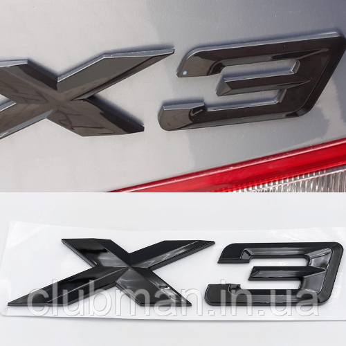 Емблема (наклейка, шильдик, логотип) кришки багажника BMW (БМВ) X3 series (F25, G01) - NEW Чорний глянець