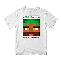 Футболка белая с оригинальным принтом онлан игры Minecraft "I'm a Hunter Minecraft Майнфрафт" Push IT