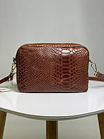 Жіноча сумка кросс-боді крокодил на плече, клатч з натуральної шкіри італійського бренду Borse in Pelle.