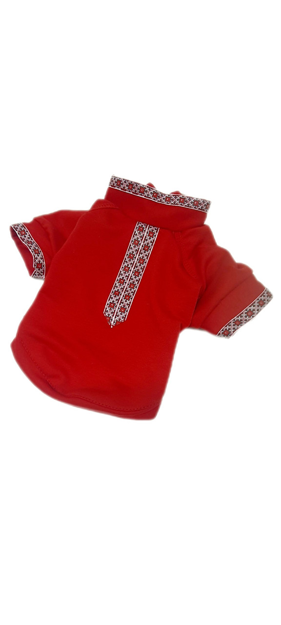 Сорочка футболка — вишиванка для собаки 20х32 см червона