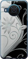 Чехол на Nokia X20 Цветы на чёрно-белом фоне из силикона FCh_0028669