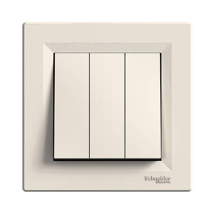 Вимикач 3-клавішний Schneider Electric Asfora кремовий EPH2100123, фото 1