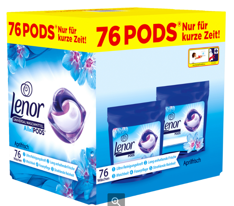 Капсули для прання універсал Lenor Pods 3 в 1 Водяна лілія 76 капс, фото 1