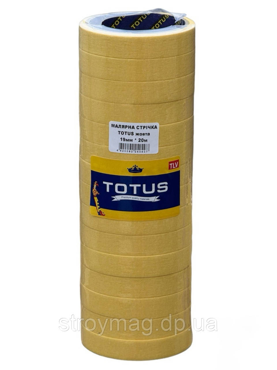 Малярська стрічка Totus 19мм*20м жовта (15шт./180шт. ящик)