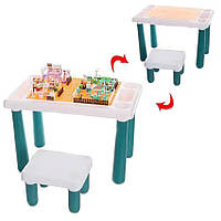 Игровой столик 5в1 Bulding Table с конструктором и стульчиком, столик для детей, детский столик (GM6666)
