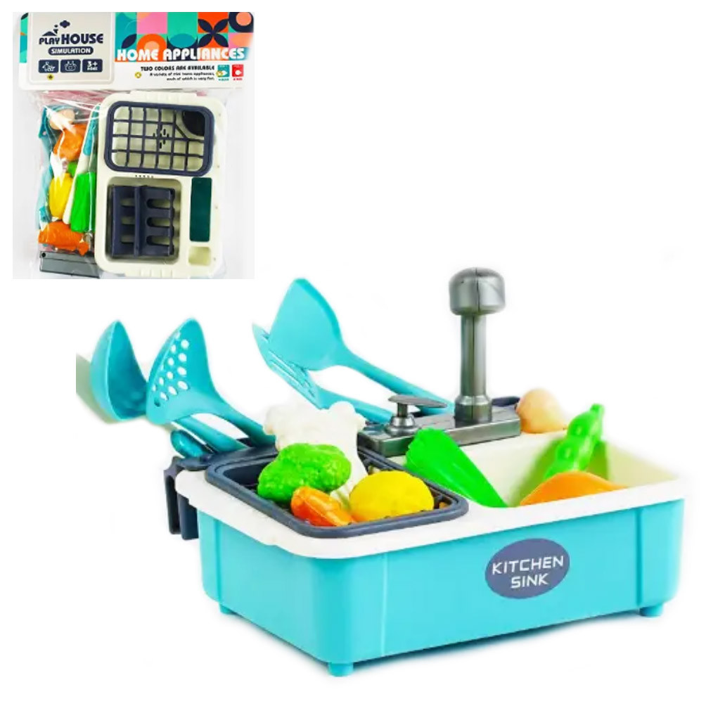 Іграшковий кухонний набір Мийка з аксесуарами, продукти та столові прилади, іграшка кухонна мийка (M1009)
