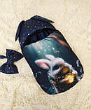 Теплий комплект для новонароджених від 3 до 6 місяців, синій принт Зайчик з вогником, фото 4