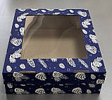 Коробка з прозорим вікном для кондитерських виробів 260х260х90 новорічна, фото 2
