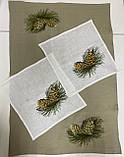 Доріжка-серветка новорічна вишита "Шишки" (0,70м.*0,50м.)+2 серветки (0,28м*0,28м.), фото 2