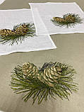 Доріжка-серветка новорічна вишита "Шишки" (0,70м.*0,50м.)+2 серветки (0,28м*0,28м.), фото 3