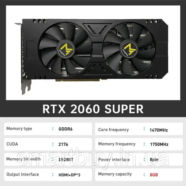 Відеокарта Mingzhou RTX 2060 Super 6GB 192Bit GDDR6 HDMI DVI DP