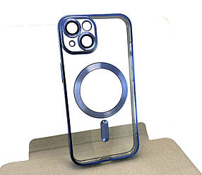 Чохол на iPhone 14 Avantis Metal spraying TPU Case Magsafe накладка бампер силіконовий синій