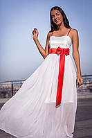 Длинное белое платье с открытыми плечами (M/L, L/XL)