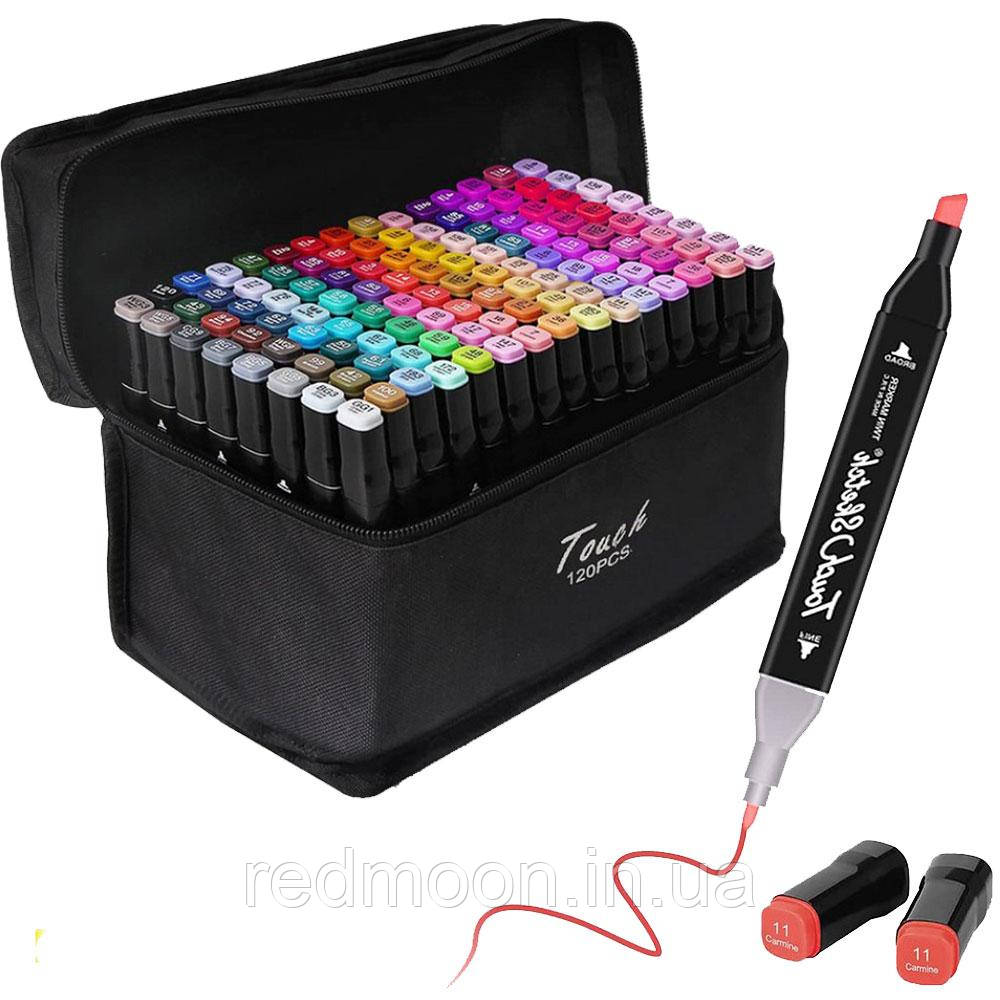 Скетч маркери 120 шт для малювання + сумка / Набір двосторонніх маркерів для малювання та скетчингу, фото 1