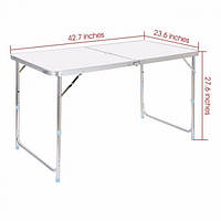 Новинка! Стіл для пікніка розкладний зі 4 стільцями Folding Table 120х60х55/60/70 см 3 режими висоти Світлий