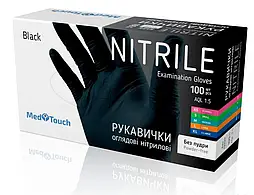 Рукавички нітрилові MedTouch розмір XL неопудрені (чорні) 100 шт.